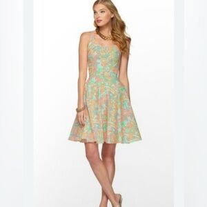 Lilly Pulitzer Zo Dress-Sand Bar Blu Make a Splash Floral Halter Dress -Size 0